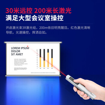 得力/deli  2808L 激光筆 激光筆360度控制教師專用ppt超鏈切換功能教鞭/無線演示器課件筆 紅光充電激光翻頁筆 白色 2808L