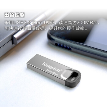 金士頓(Kingston)DTKN U盤/存儲卡 256GB USB 3.2 Gen 1 U盤 DTKN  金屬外殼 讀速200MB/s