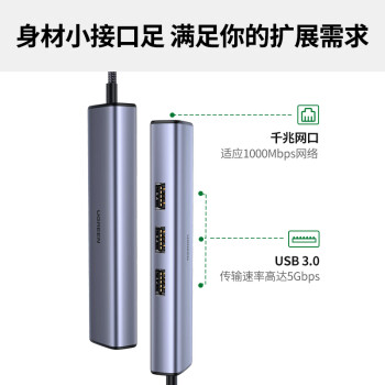 綠聯(lián)(UGREEN)CM475 集線器 Type-c擴(kuò)展塢USB-C轉(zhuǎn)有線網(wǎng)卡千兆網(wǎng)線轉(zhuǎn)接頭拓展塢分線轉(zhuǎn)換器雷電3/4通用蘋果電腦MacBookPro華為筆記本